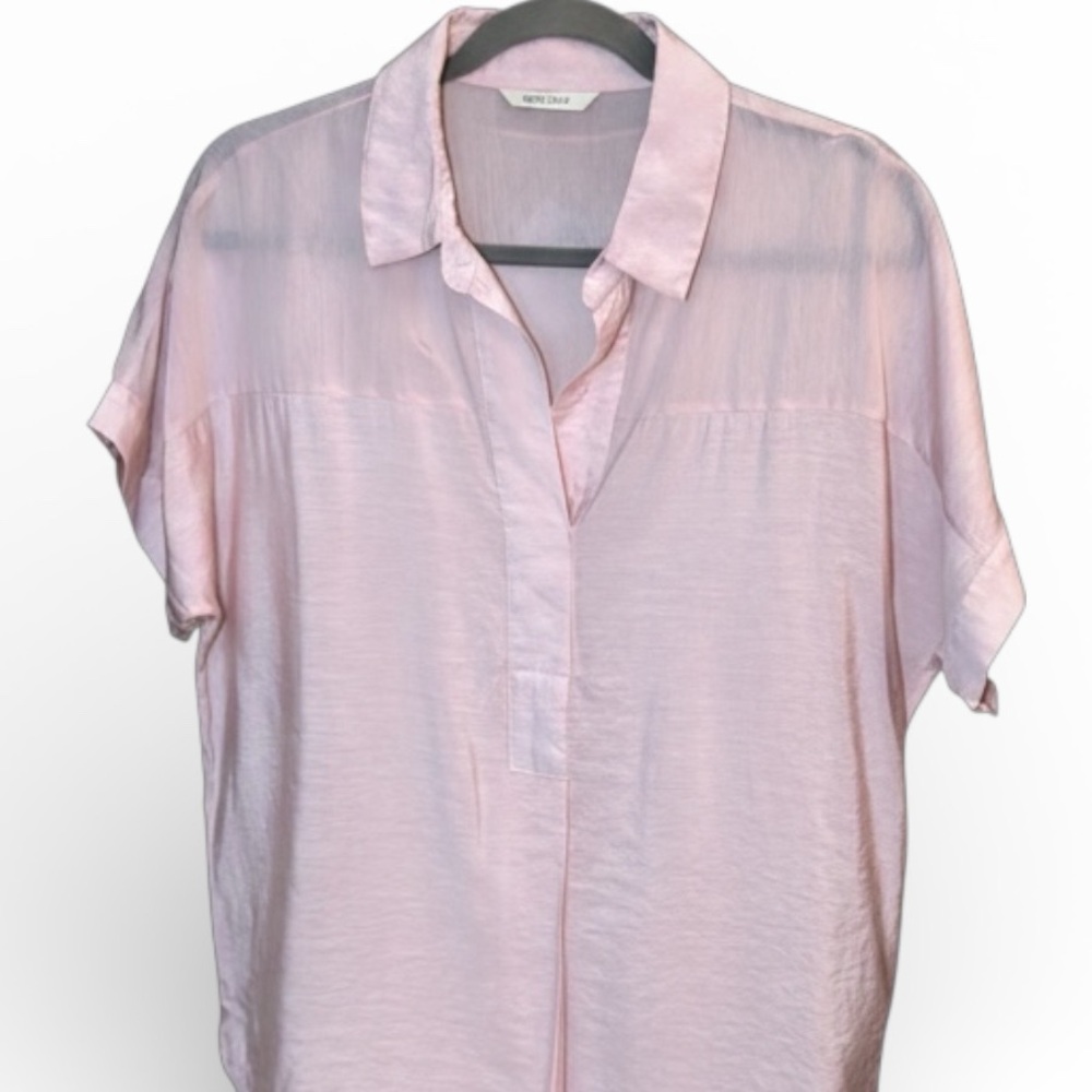 Whistles Womens Pink Short Sleeve Collared Blouse Top Size S 1926850